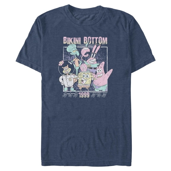 Mens SpongeBob SquarePants Vintage Bikini Group Shot T Shirt