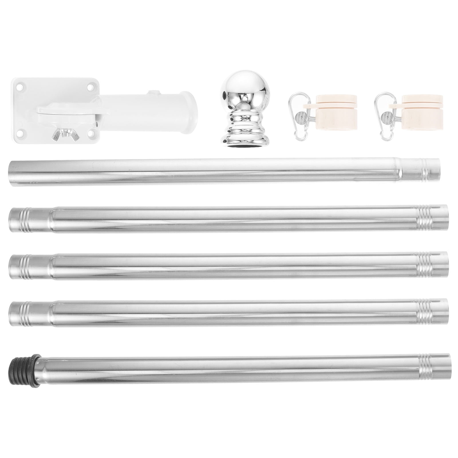 YOSADIER Five-section Stainless Steel Flagpole Set Silver 1 Set For Wall
