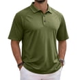 thumbnail image 2 of Men Polo Shirts Casual Short Sleeve Quick Dry Collared Golf Shirt summer Performance Pique Athletic T-Shirts Army Green XXL, 2 of 5
