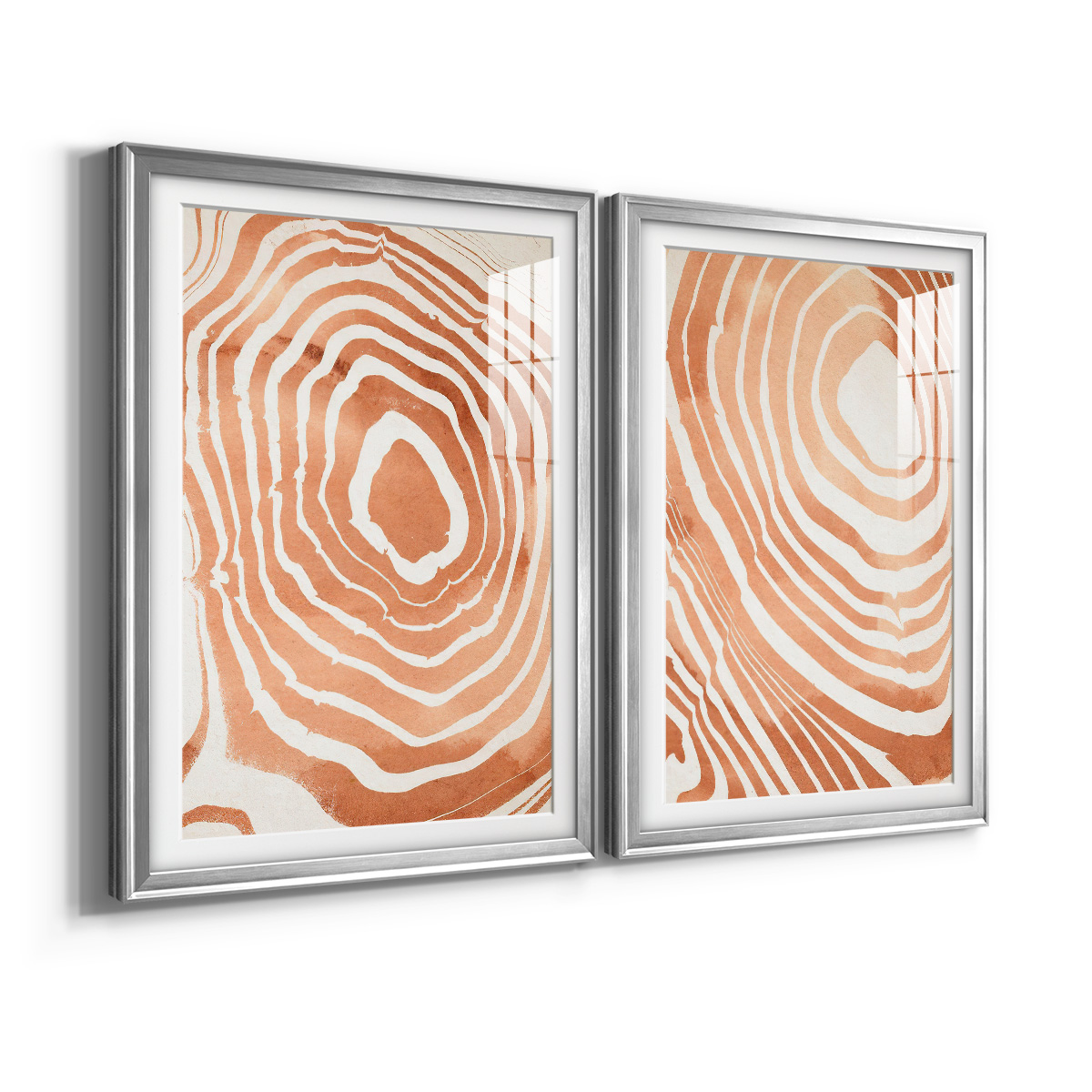 Wexford Home Wood Grain Suminagashi III Premium Framed Print, 26.5" x 36.5" - Ready to Hang, Silver (Set of 2)