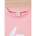 thumbnail image 5 of hirigin Kid Girls Easter Pants Set, Short Sleeve T-shirt with Rabbit Print Flare Pants and Bowknot Headband, 5 of 9