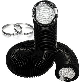 iPower Flexible 6 Inch 25 Feet Aluminum Ducting 4 Layer Protection Dryer  Vent Hose for HVAC Heating Cooling Ventilation and Exhaust, 2 Clamps  Included, PVC 6 in 25ft, Black 