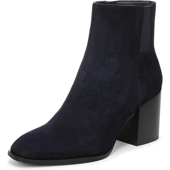 Vionic Womens Vynn Block Heel Ankle Bootie Navy Blazer Suede 8.5M