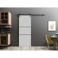 thumbnail image 3 of Sturdy Barn Door 18 x 96 inches | Planum 0014 Grey Ash with Frosted Glass | 6.6FT Rail Hangers Heavy Hardware Set | Solid Panel Interior Doors, 3 of 6