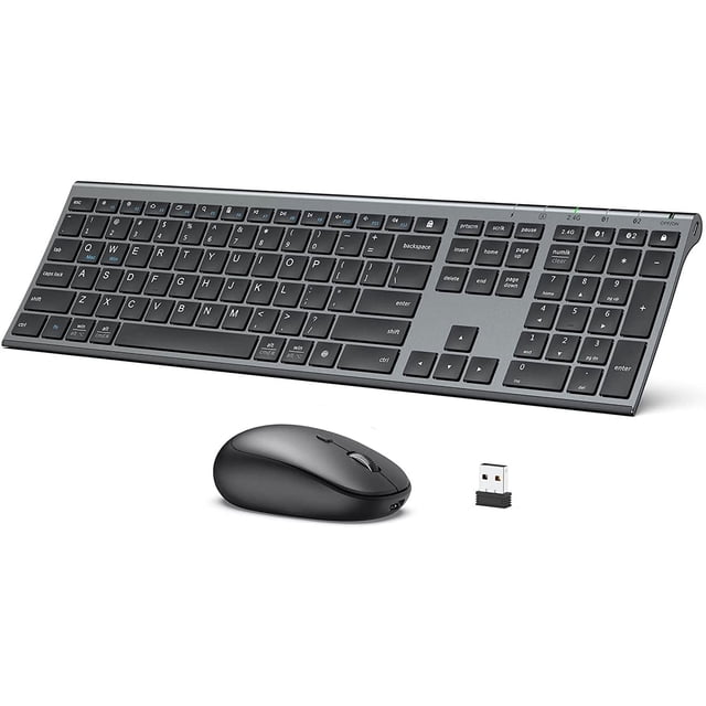 DK03 Bluetooth Keyboard and Mouse, Rechargeable Dual-Mode (Bluetooth + 2.4G) Wireless Keyboard and Mouse Combo, Multi-Device Keyboard for Mac, iPad, PC, Laptop, Desktop, Tablet, Smartphone
