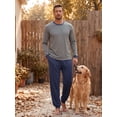 thumbnail image 5 of GIRUNS Men's Pajamas Set Long Sleeve Sleepwear Jogger Pants Soft Loungewear with Pockets Navy Blue L, 5 of 7