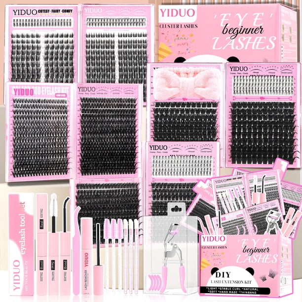 Kit de extensión de pestañas YIDUO, 8 estilos, mezcla de pestañas en racimos, 188 unidades