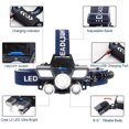 thumbnail image 2 of Lámpara de cabeza. Linterna frontal LED recargable por USB. Linterna de cabeza ultrabrillante. Faros delanteros para adultos, camping, actividades al aire libre y trabajo con casco. Faro con zoom, 2 of 5