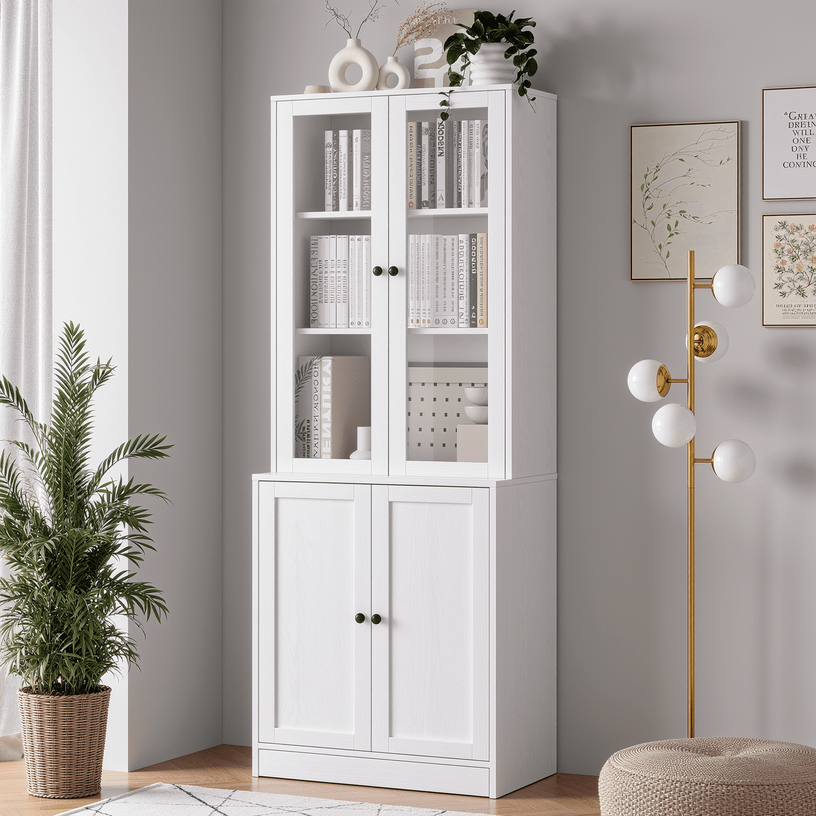 RichYa 71'' Tall Bookcase with 3 Drawers,3 Cubes 6-Tier