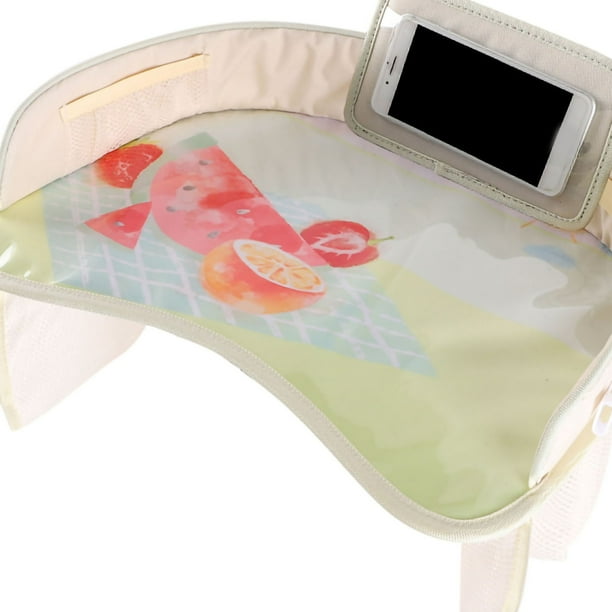 Bandeja de viaje para niños, asiento para actividades de regazo, organizador medio rodeado con bolsa transparente, bolsillo lateral para cochecitos, asiento para niños, frutas