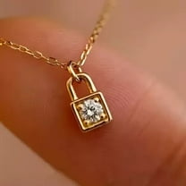 1Ct Round Lab Created Diamond Women Small Lock Pendant 14K Yellow Gold Plated
