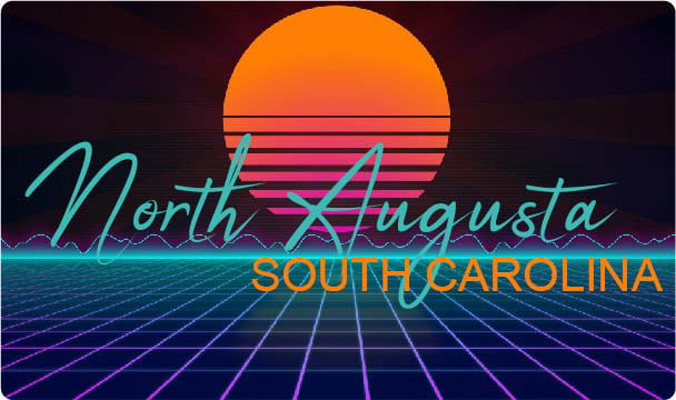 North Augusta South Carolina 4 X 2.25-Inch Vinyl Decal Stiker Retro Neon Design