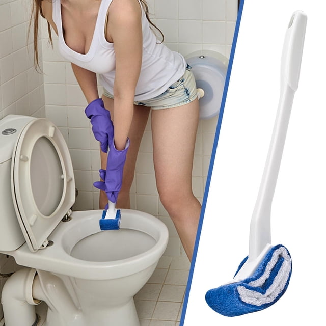 Xihbxyly Cepillo de Baño Sin Lavado, Cerdas Suaves, Fibra de Nailon Arqueada, Sin Esquinas Muertas, Adhesivo Japonés, Limpieza Eficiente, Esencial para El Baño, Tamaño Compacto, 5,3 X 36,5 X 3 Cm