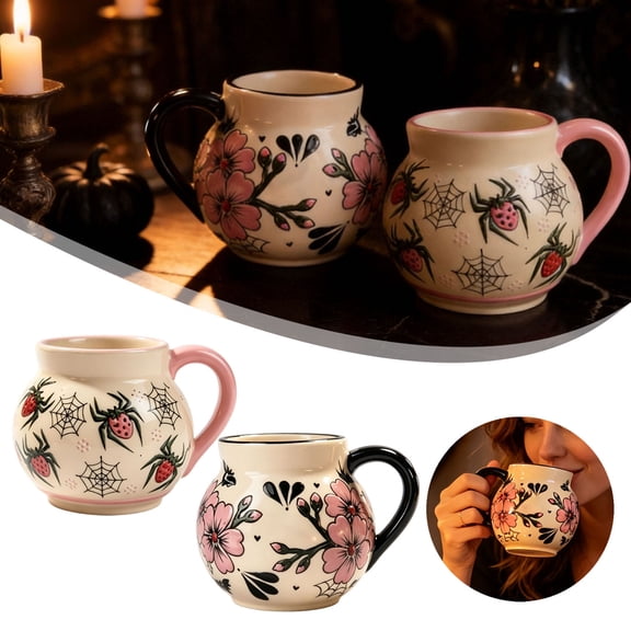 Forestwhale 12 oz Ceramic Cauldron Mug 3.94" Witchy Brew Themed Coffee Cup Unique Halloween Gift for Witchy Lovers Microwave Dishwasher Safe
