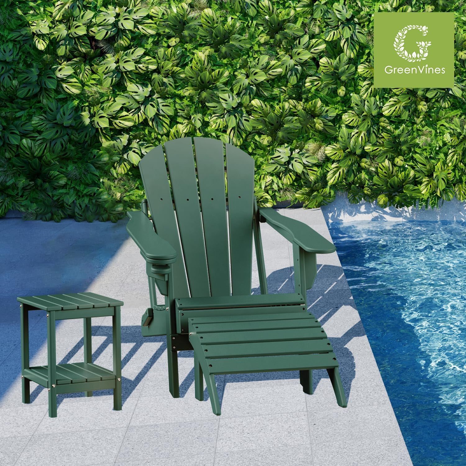 CGTER Adirondack Ottoman - All-Weather HDPE Plastic Outdoor Footrest for Patio, Deck, Pool & Garden - Foot Stool for Adirondack Chair