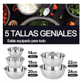 thumbnail image 2 of Juego De Tazones De Grado Alimenticio De Acero Inoxidable 5 Pcs, Plata, 2 of 5