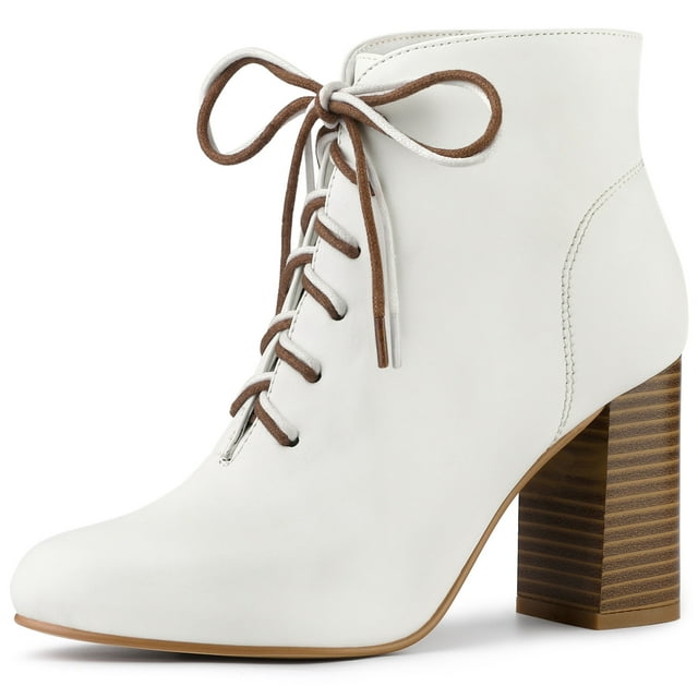 BLISSFUL STEP Bottines à Talons Épais et Bout Rond pour Femmes