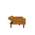 thumbnail image 5 of Tufted Split Back Futon Sofa Bed, Convertible Double Folding Sofa Bed, PU Leather Couches with Removable Wooden Feet for Living Room, 5 of 7