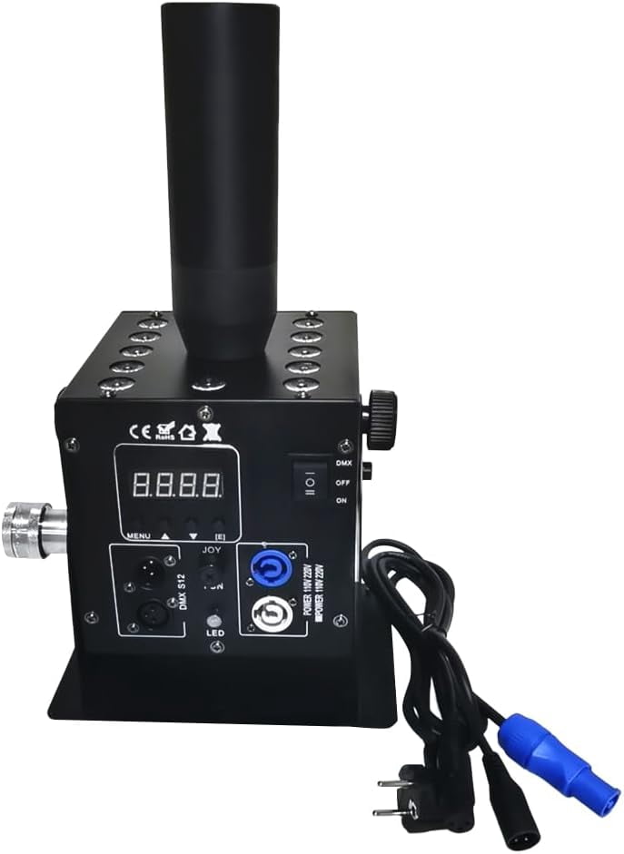 LED CO2 Jet Machine, Single Tube Air Column Smoke Fogger Machine, 26-33ft Spray Height with DMX Control for Stage DJ Show Effect, 10''x6''x16''