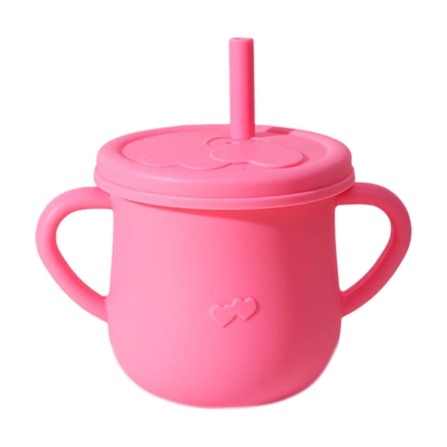 Ovzne Silicone Cups With Straw Feeding Cups With 2 Handles And For Infants Random Designss For Drinks And Snacks On Clearance