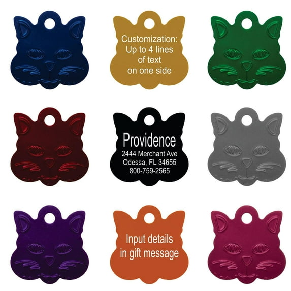 Pet ID Tags - Up to 8 Lines of Custom Engraving - Small Cat - ORANGE