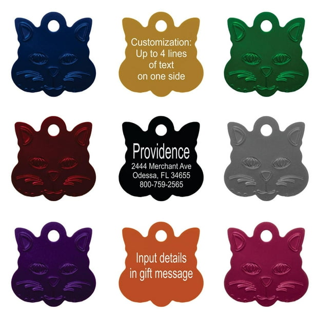 Pet ID Tags Up to 8 Lines of Custom Engraving Cat SILVER
