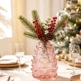 thumbnail image 3 of MYUNNIL Pinecone Shaped Glass Vase, 6" Conical Transparent Embossed Glass Flower Vase, Fall Farmhouse Floral Accessory for Home Mantel Table Office Shelf Decor, Pink, 3 of 7