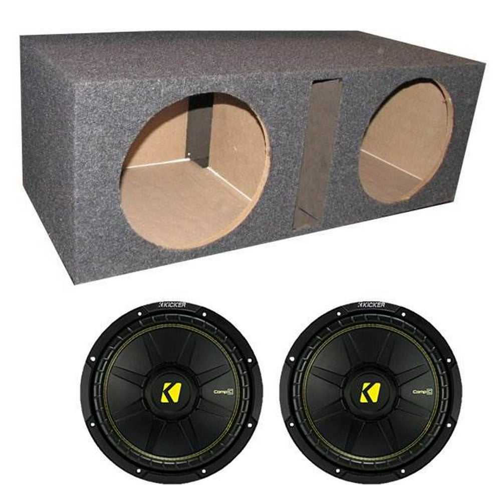 KICKER COMPS 44CWCS10 10 Inch Subwoofers (2 Pack) and QPower Dual Sub