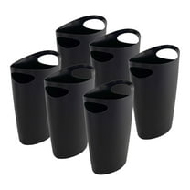 Superio Slim Bathroom Trash Can 2 Gallon Plastic Small Compact Waste Basket for Bedroom, Dorm, Under Office Desk, Narrow Portable RV Dustbin, 6 Black