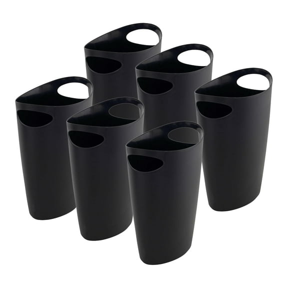 Superio Slim Bathroom Trash Can 2 Gallon Plastic Small Compact Waste Basket for Bedroom, Dorm, Under Office Desk, Narrow Portable RV Dustbin, 6 Black