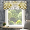 thumbnail image 4 of Yellow Morocco Farmhouse Short Window Curtain Valances, Retro Grey Foil Painting Grunge Tribal Rod Pocket Kitchen Valances for Living Room Bedroom Bathroom Cafe 42" x 12", 4 of 8
