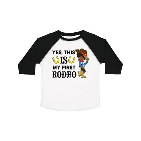 

Inktastic Yes This is My First Rodeo- Cowboy in Hat and Boots Gift Toddler Boy Girl T-Shirt