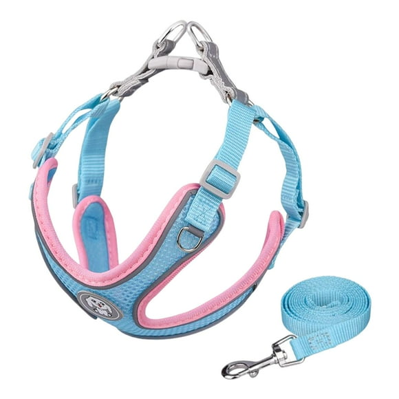 Juego de arnés y correa para perros, chaleco transpirable de malla suave para cachorros Arneses reflectantes ajustables para mascotas Ajuste cómodo Azul Sunnimix Arnés de chaleco para cachorros