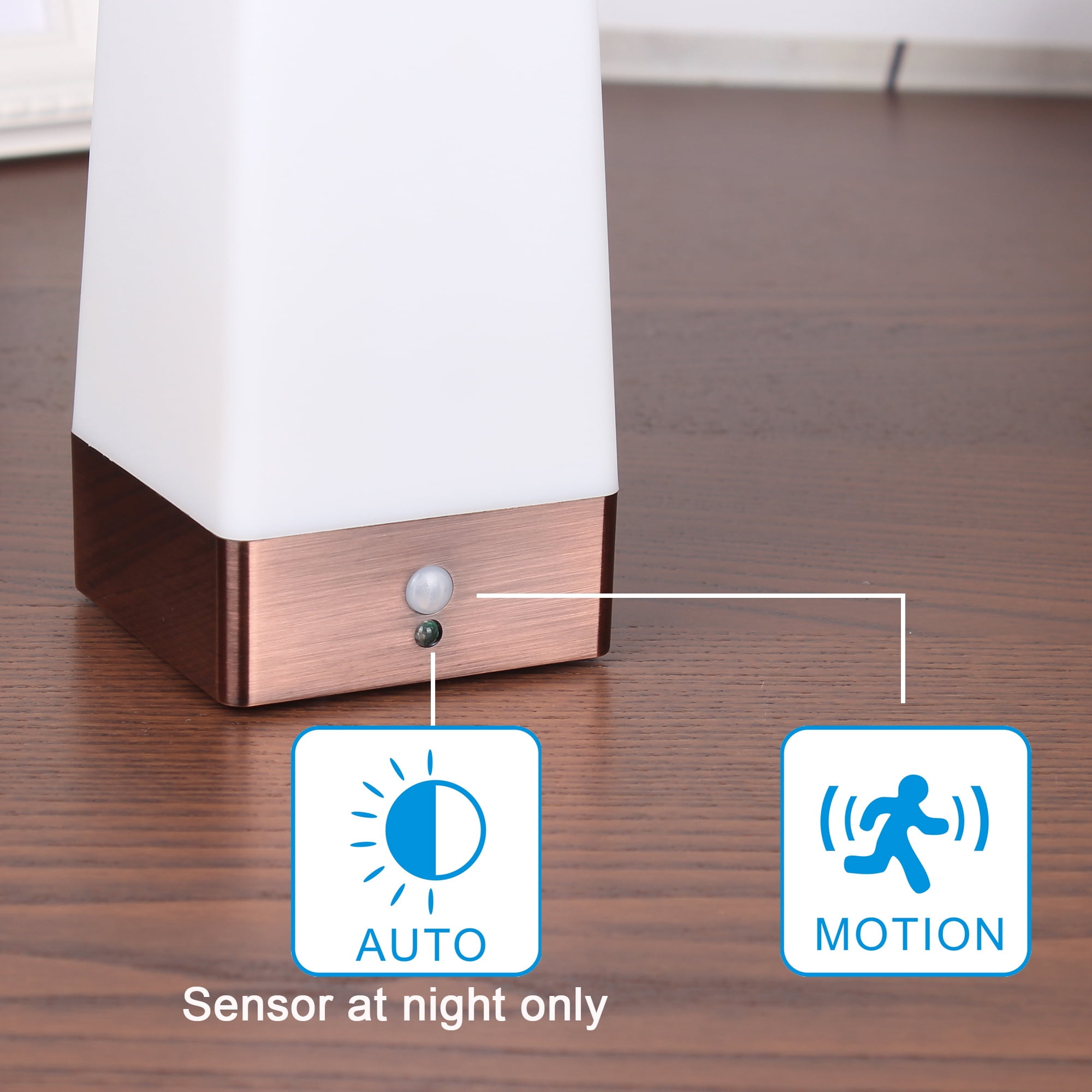 2pack Square motion sensor table lamp bedside lamp use 3AAA battery(not included)