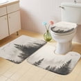 thumbnail image 4 of Watercolor Forest Bird Bathroom Rugs Set Retro Obscure Landscape Non Slip Absorbent Soft Bath Mats 3 Piece Set with Bathroom Rug, U-Shaped Floor Mat, Toilet Seat Cover Large Size, 4 of 9