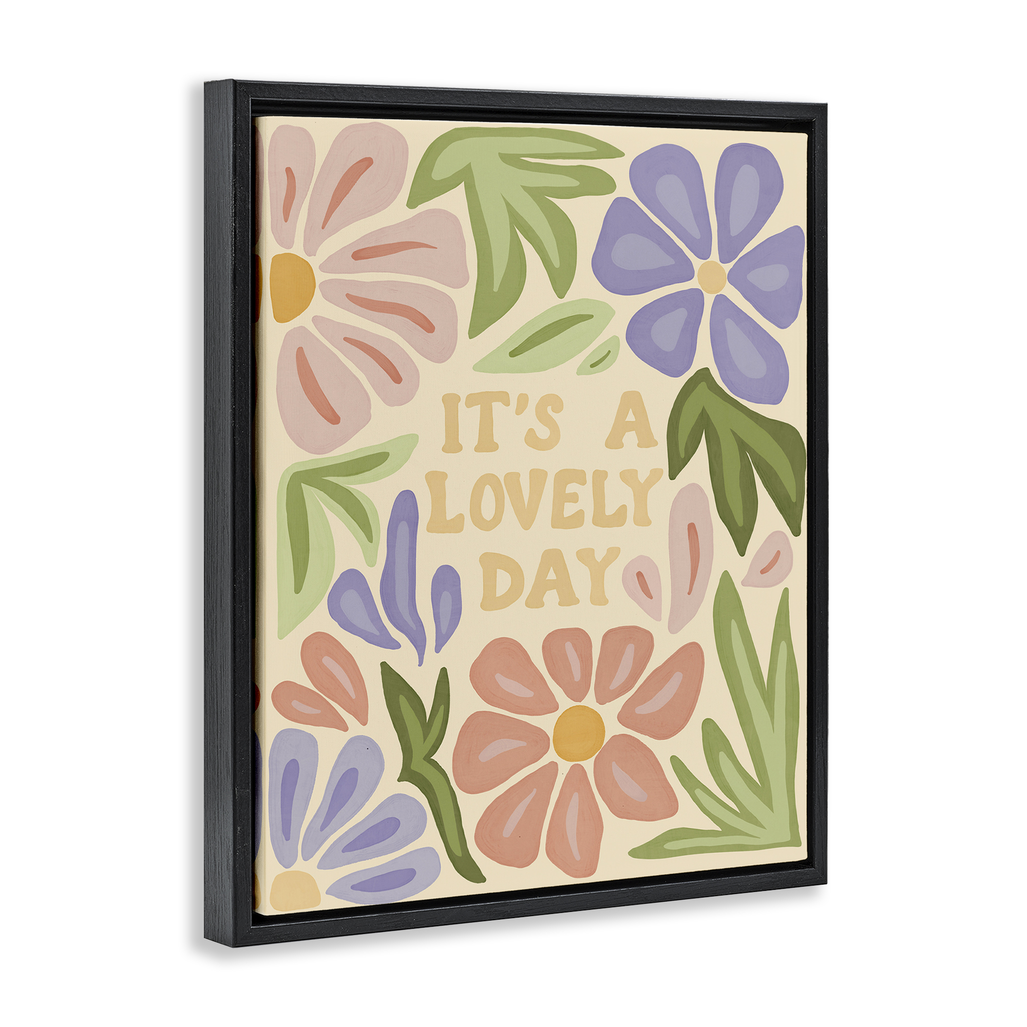 Stupell Industries Lovely Day with Florals Plants & Flowers Painting Black Floater Framed Canvas Art Print Wall Art, 25 x 31