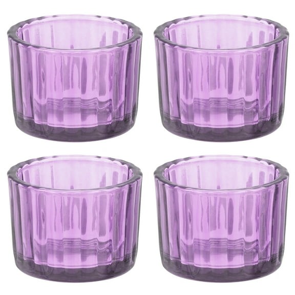 Uxcell Glass Empty Candle Jars, 4 Pcs Ribbed Candle Containers for Candle Making, DIY Gifts, Home Decor, Storage, Purple