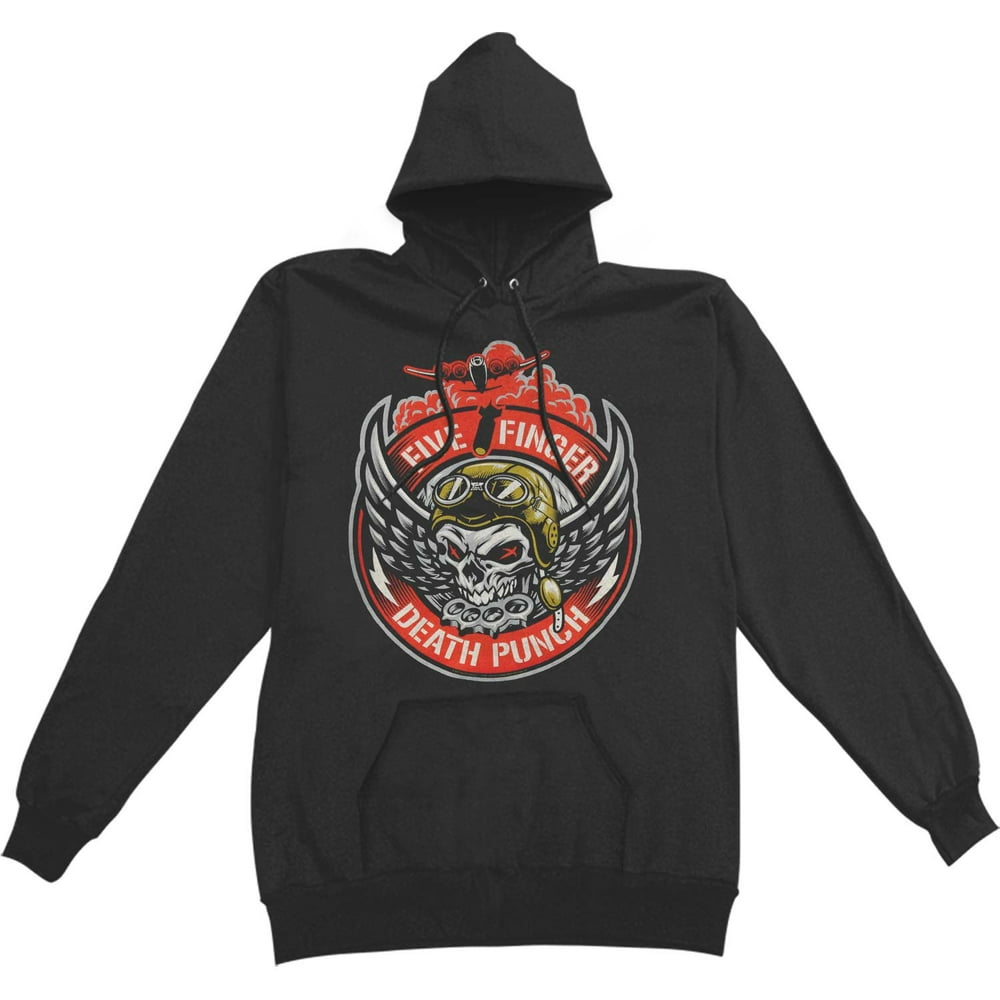 Five Finger Death Punch Five Finger Death Punch Men's Bomber Patch Hooded Sweatshirt Black