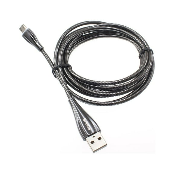6ft Long Metal USB Cable Fast Charger Cord Power Wire MicroUSB for LG Escape Plus, Tribute 5, Stylo 3 Plus, G Pad 10.1, Access LTE, Wine 2, Prime 2, Phoenix 5, Plus, 3, Harmony 2, Fortune 3 2