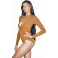 thumbnail image 4 of American Apparel Women's Cotton Spandex Long Sleeve Cross V Bodysuit, Nude 5, Medium, 4 of 6