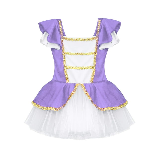 MSemis Robe de Danse Ballet pour Filles Enfants Justaucorps Fée Princesse Jupe Tutu Tenue de Fête Costume de Performance de Cirque Violet 12