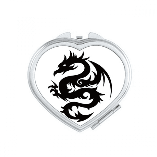 Dragon Animal Art Grain Outline Mirror Travel Magnification Portable Handheld Pocket Makeup