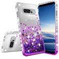thumbnail image 4 of Compatible for Samsung Galaxy Note 8 Case, with [Temper Glass Screen Protector] SOGA Diamond Glitter Liquid Quicksand Cover Cute Girl Women Phone Case [Clear/Purple], 4 of 6