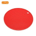 thumbnail image 3 of Unique Bargains Tapis de Protection en Silicone 2 Pcs, Tapis de Séchage Rond en Nid d'Abeille Rouge, 3 of 5