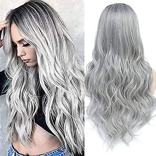 Grey wig black roots hotsell