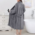 thumbnail image 5 of Women's Solid Color Long Sleeve Plush Bathrobe - Winter Warm Homewear, Gray, One Size, 5 of 5