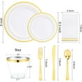 thumbnail image 2 of 700PCS Gold Plastic Plates - Whtie and Gold Disposable Dinnerware Sets 100Guest - 200 Disposable Plate, 300 Plastic Silverware, 100 Cups, 100 Napkins for Wedding & Party, 2 of 18