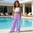 thumbnail image 6 of OGLCCG Wide Leg Pants Girls Summer Loose Vacation Beach Pants for Teens Lightweight Straight Leg Trousers with Pockets 3-14 Years, 6 of 7