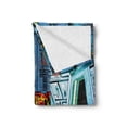 thumbnail image 2 of Outer Space Soft Flannel Fleece Blanket, Space Ship Station Base Control Room Technology Elements Features Image, Cozy Plush for Indoor and Outdoor Use, 50" x 60", Blue Black Orange, by Ambesonne, 2 of 5