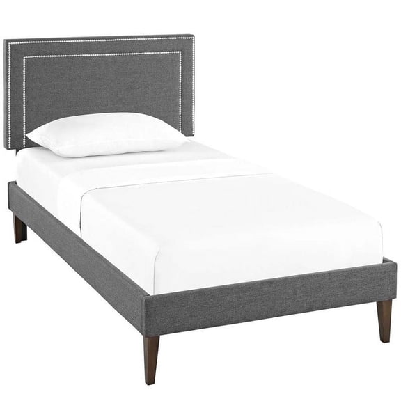 Modway Jessamine Fabric Upholstered Twin Platform Bed in Gray